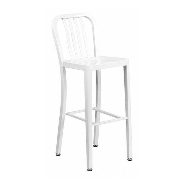 Flash Furniture 30" High White Metal Barstool with Slat Back CH-61200-30-WH-GG