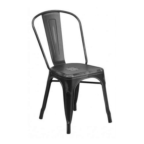 Contemporary Stackable Chair, Black Back, 17-3/4 in W 20" L 33-1/2" H