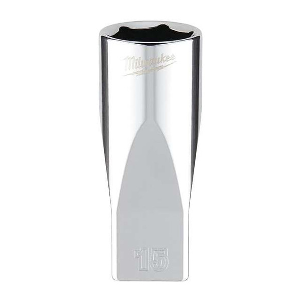 1/4 in. Drive 15mm Metric 6-Point Deep Socket with FOUR FLAT Sides