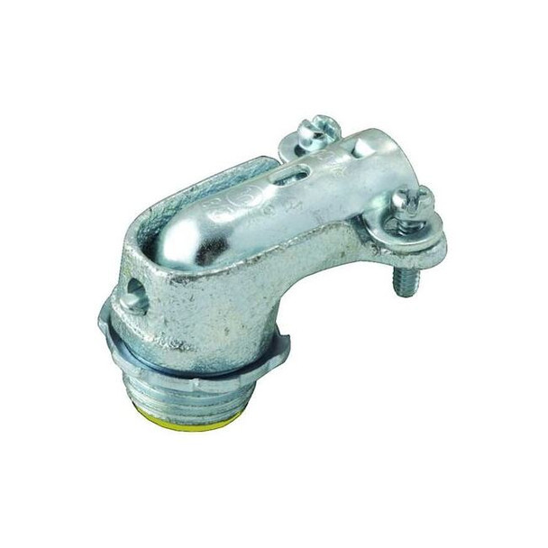 Flexible AC/MC Grounding Connector, 1 in, Push-On, Iron, Zinc Plated, Gray