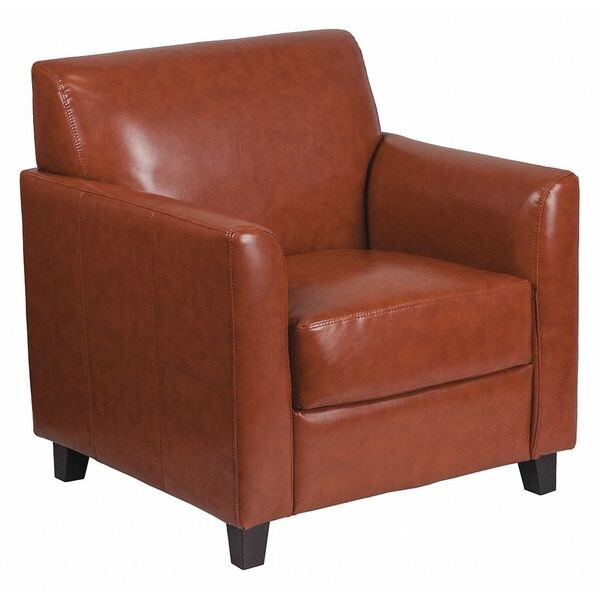 Contemporary Chair, 30-1/2 in W 29" L 31-1/2" H, Flared, Leather Seat