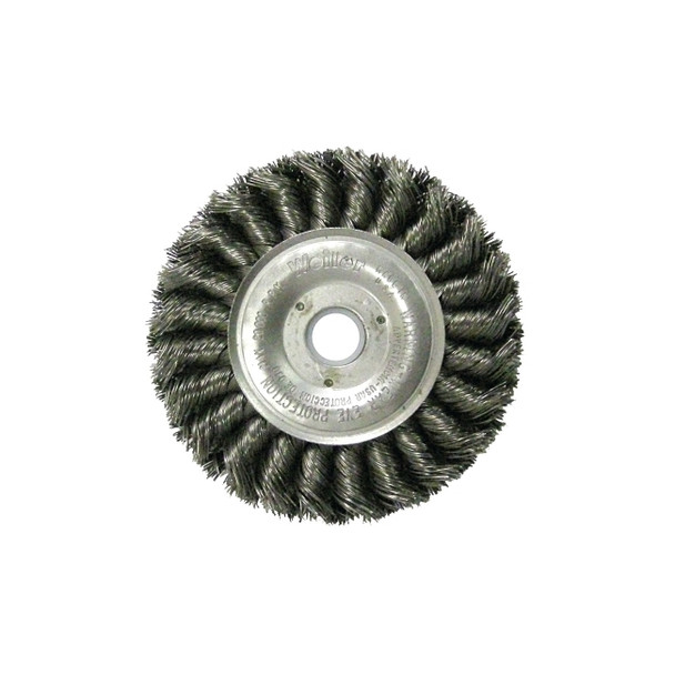 Standard Twist Knot Wire Wheel, 4 in D x 1/2 in W, .014 in Steel, 5/8-1/2 Arbor