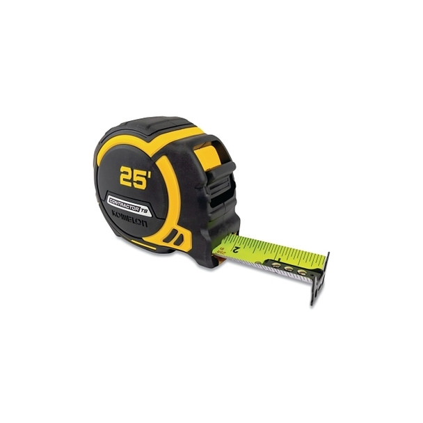 Contractor TS Wide-Blade Tape Measure, 1-1/4 in x 25 ft, Black/Yellow