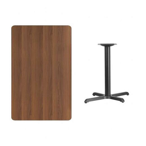 Rectangle Walnut Table,Rctngl w/Round Base,30"x48", Laminate Top, Wood Grain
