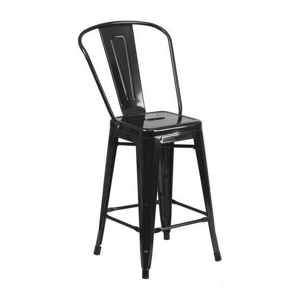 Flash Furniture 24" High Black Metal Counter Height Stool CH-31320-24GB-BK-GG