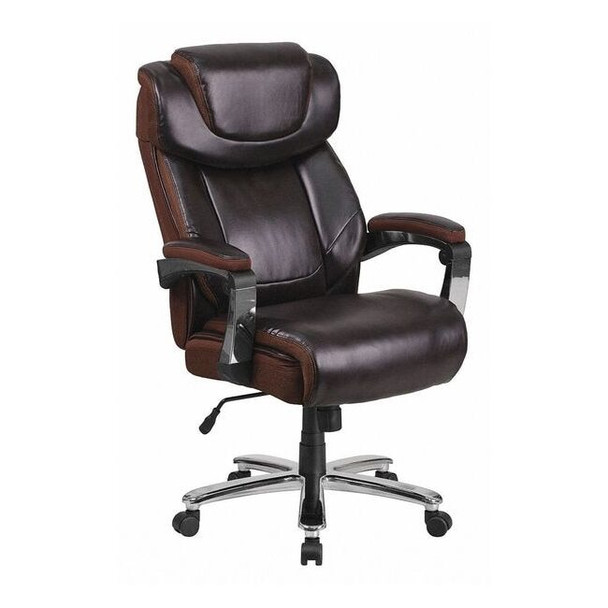 Contemporary Office Chair, Brown Back, 30 in W 33" L 52" H, Padded