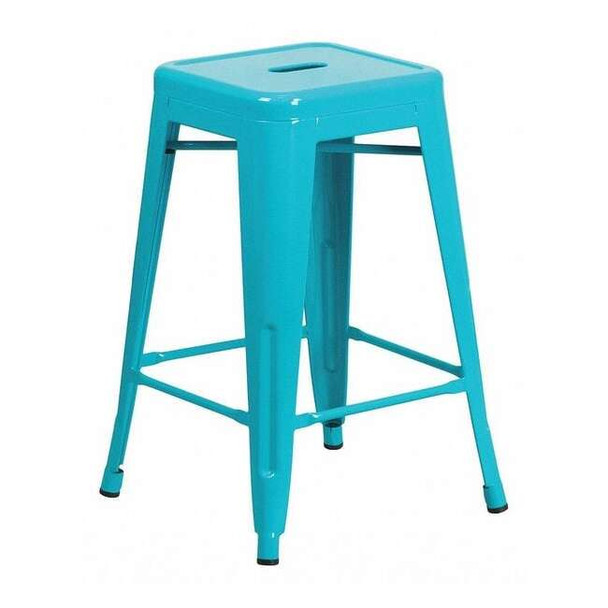 24" High Backless Teal-Blue Counter Height Stool