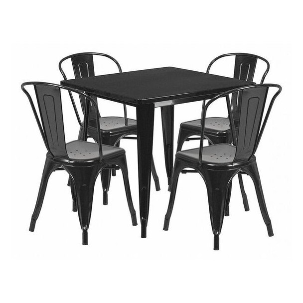 Square 31.5" W, 31.5" L, 29.5" H, Metal, Black