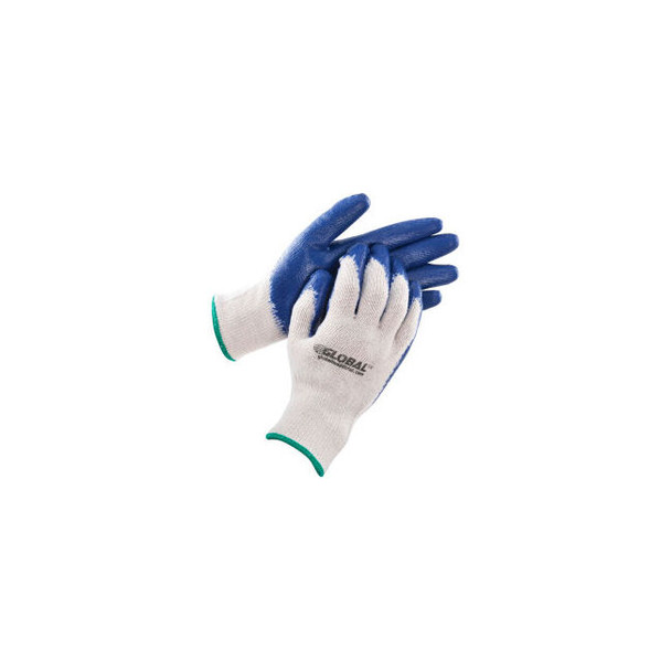 Global Industrial Latex Coated String Knit Work Gloves Natural/Blue Medium 12 Pa