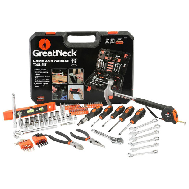 TK119 Great Neck Saw 119-Piece Tool Set with Case