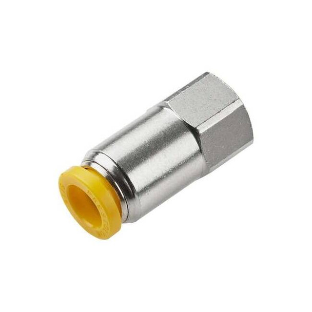 Parker Metric Metal Push-to-Connect Fitting, Brass, Silver 66PLP-6M-4G