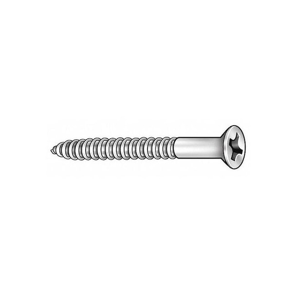 Wood Screw, #8, 7/8 in, Zinc Yellow Steel Flat Head Phillips Drive, 100 PK