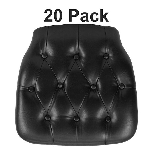 Hard Black Tufted Vinyl Chiavari Chair Cushion, PK20