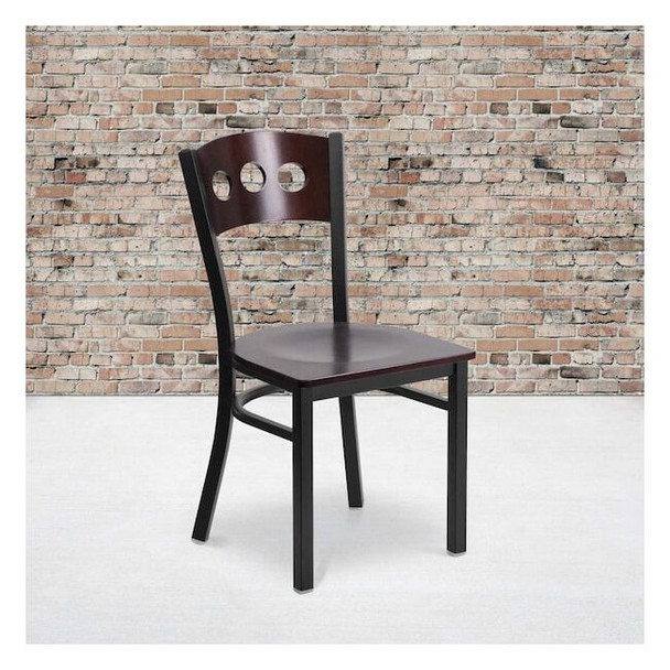 Flash Furniture Bk/Wal 3 Circ Chair-Wood Seat,PK2 2-XU-DG-6Y2B-WAL-MTL-GG