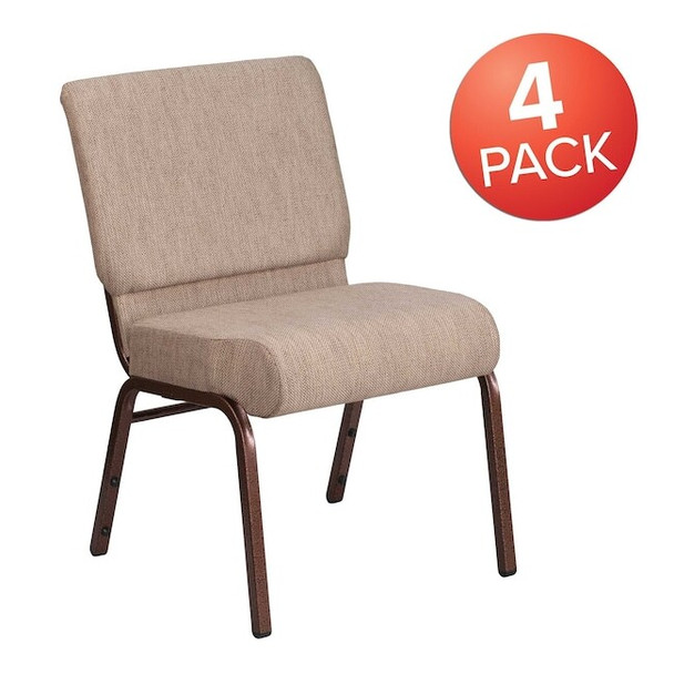 Flash Furniture Beige Fabric Church Chair,PK4 4-FD-CH0221-4-CV-BGE1-GG