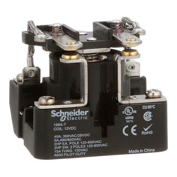 Schneider Electric Surface, Open Power Relay, Square, 40 A, 6 Pins, Screw 199X-7