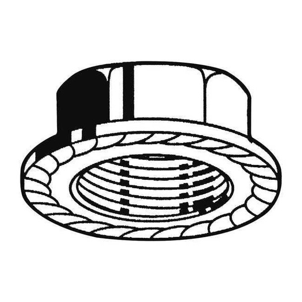 Serrated Lock Nut, M10-1.50, Steel, Class 8, Zinc Plated, 10 mm Ht, 100 PK