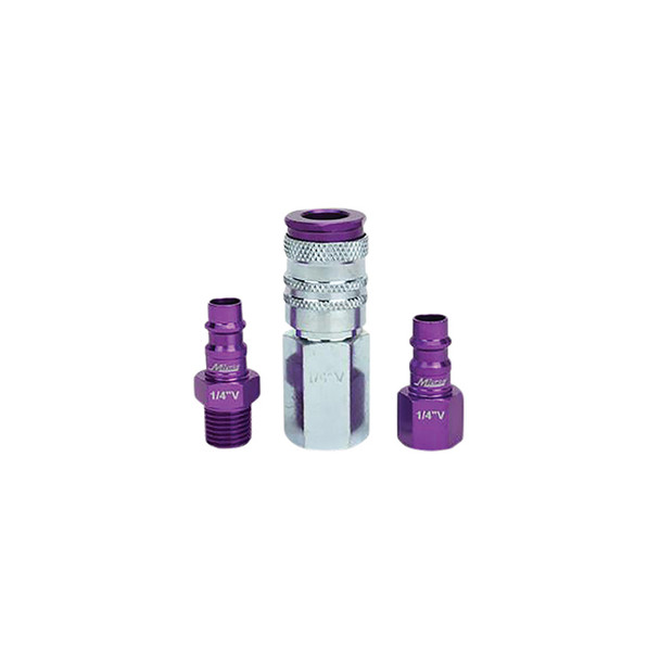 HIGHFLOWPRO™ Coupler & Plug Kit - (V-Style, Purple) - 1/4" NPT, (3-Piece) S-303VKIT