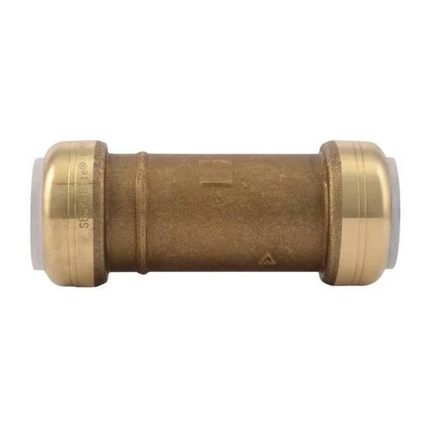 Sharkbite Push-Fit Coupling Fitting, 1 in Tube Size, Brass, Brass UIP3020A