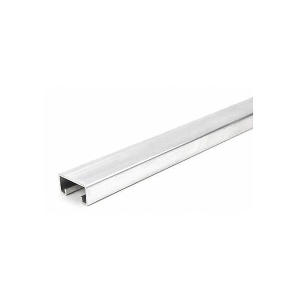 Single Channel Strut, Solid, Aluminum, Plain, None Hole Size, Silver