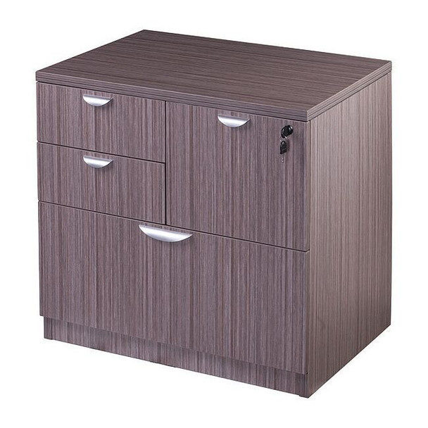 31" W 4 Drawer Combo File Cabinet, Driftwood,  Letter/Legal