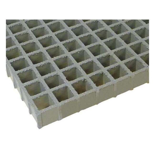 Fiberglass Molded Grating, 72 in Span, Grit-Top Surface, Light Gray