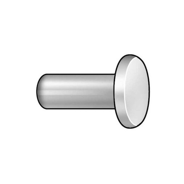 Solid Rivet, Flat Head, 0.1875 in Dia., 2 in L, Steel Body, 55 PK