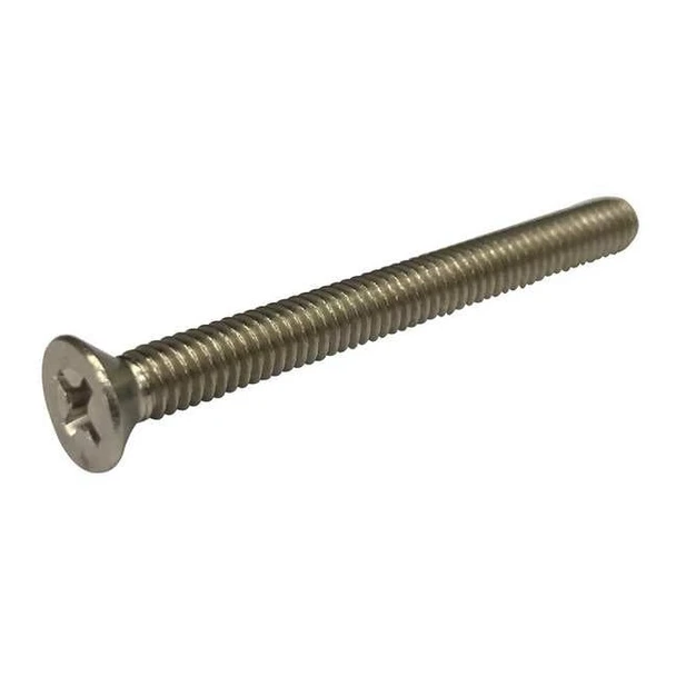 #0-80 x 3/8 in Phillips Flat Machine Screw, Plain Stainless Steel, 100 PK