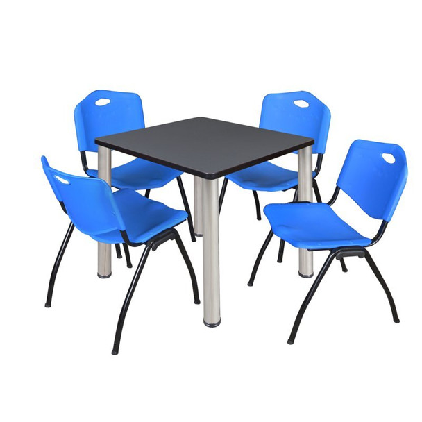 Kee Square Table & Chair Set, Wood, Metal, Plastic Top, Grey