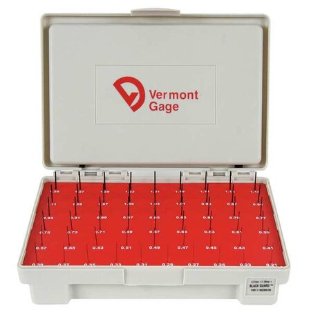 Vermont Gage Pin Gage Set, Plus, 0.21-1.29mm, Black 902300100