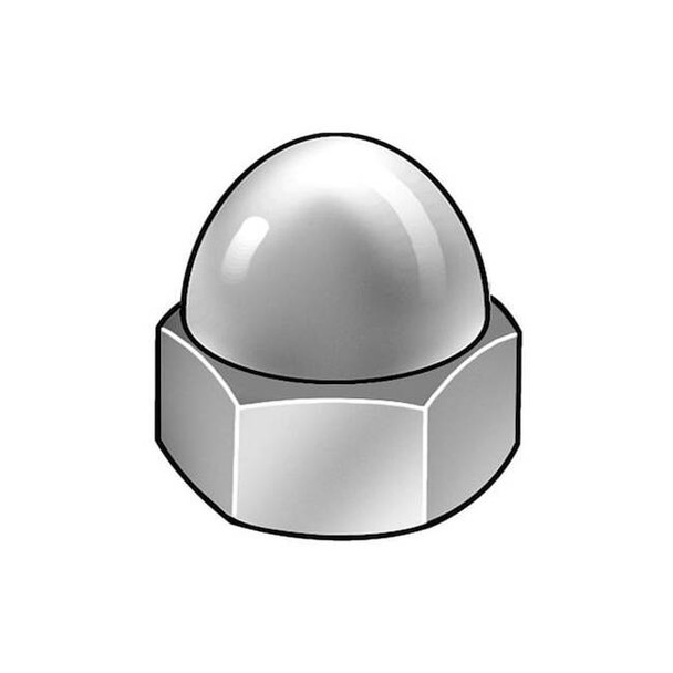 Standard Crown Cap Nut, 1/4"-28, 316 Stainless Steel, Plain, 15/32 in H