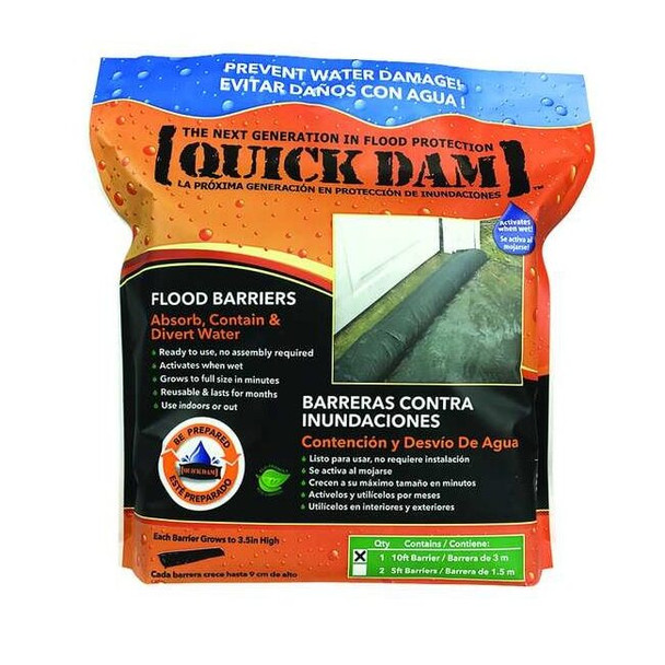 Quick Dam Flood Barrier,10 ft.L,3-1/2"H QD610-1ES