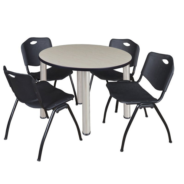 Kee Round Table & Chair Set, Wood, Metal, Plastic Top, Maple