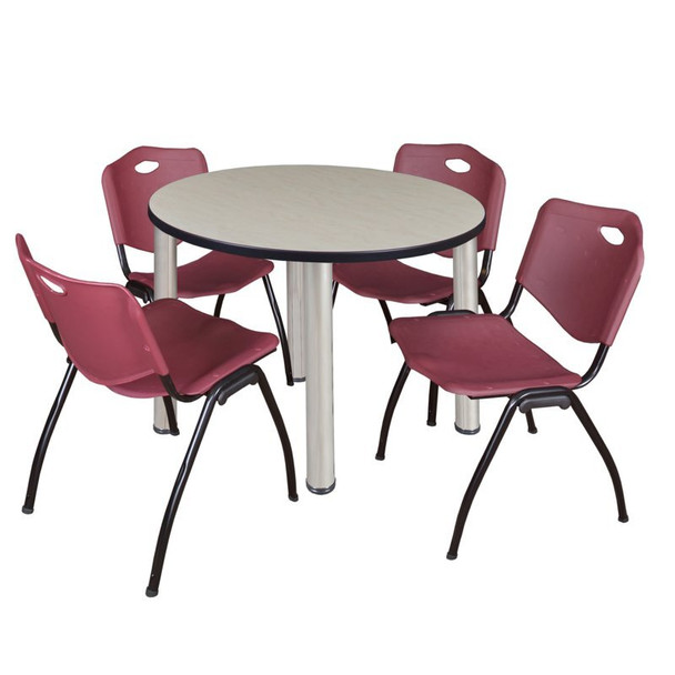 Kee Round Table & Chair Set, Wood, Metal, Plastic Top, Maple