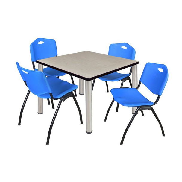 Kee Square Table & Chair Set, Wood, Metal, Plastic Top, Maple