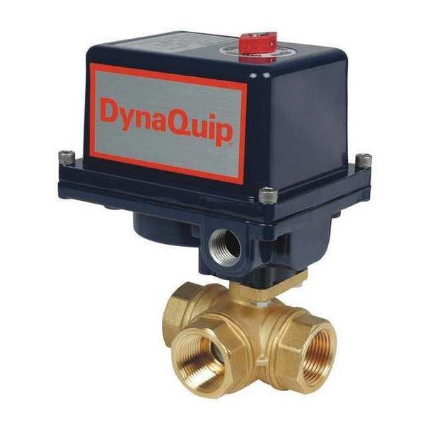 Dynaquip Controls 1-1/2" FNPT Brass Electronic Ball Valve 3-Way EYHG7AUE25