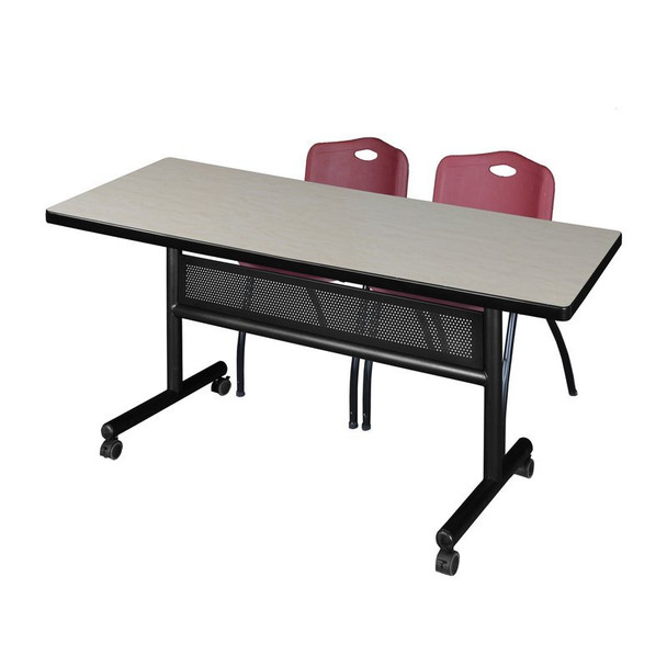 Kobe Rectangle FlipTop Table, 60" W, 29" H, Laminate Top, Maple MKFTM6030PL47BY
