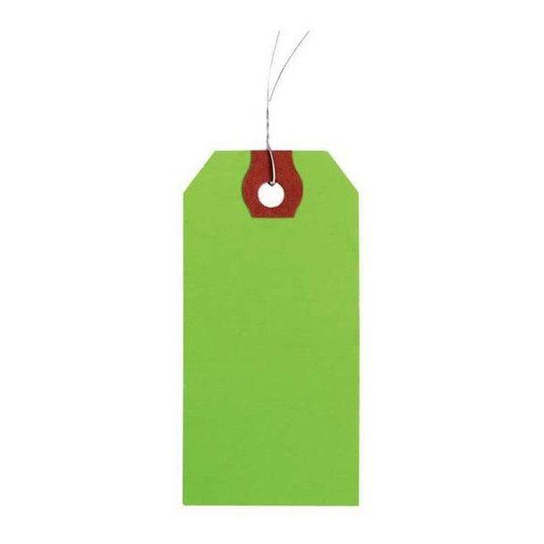2-7/8" x 5-3/4" Green Paper Wire Tag, Includes 12" Wire, Pk1000
