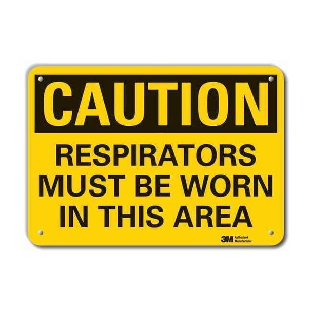 Lyle Caution Sign,10 in. H,Alum,Respirators LCU3-0368-RA_14x10