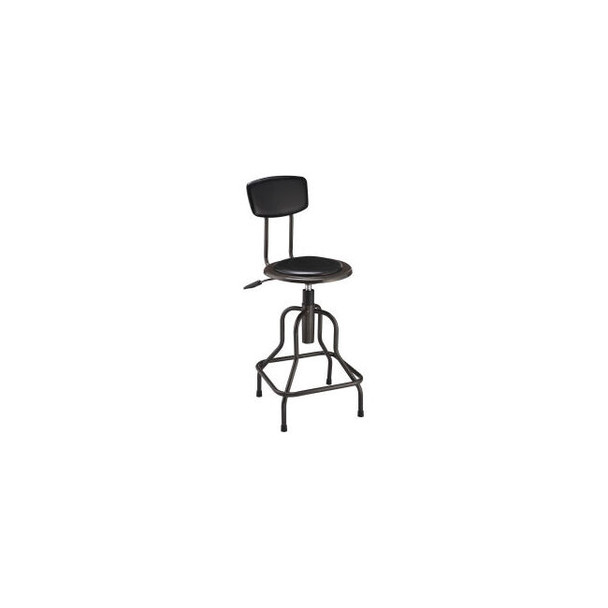 Interion Industrial Stool With Backrest - Vinyl - Black