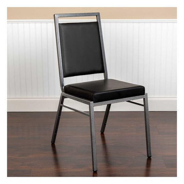 Flash Furniture Black Vinyl Banquet Chair,PK2 2-FD-LUX-SIL-BK-V-GG
