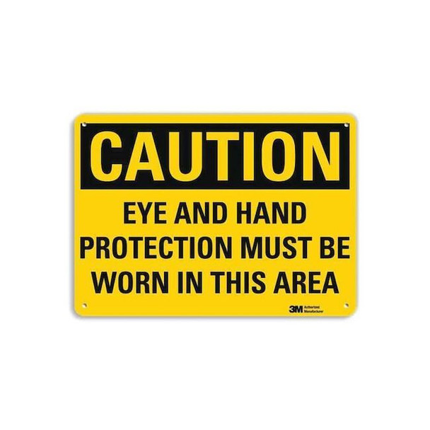 Caution Sign, 10 in Height, 14 in Width, Aluminum, Horizontal Rectangle, English
