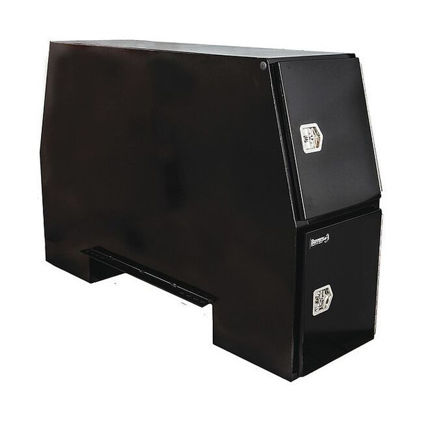 55x24x85 Inch Black Steel Backpack Truck Box - 9.1 Inch Offset Floor