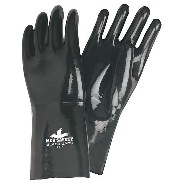 6924 Chemical Resistant Gloves, Neoprene, 14 in L, 53 mil, Black, 2XL, 12 PK