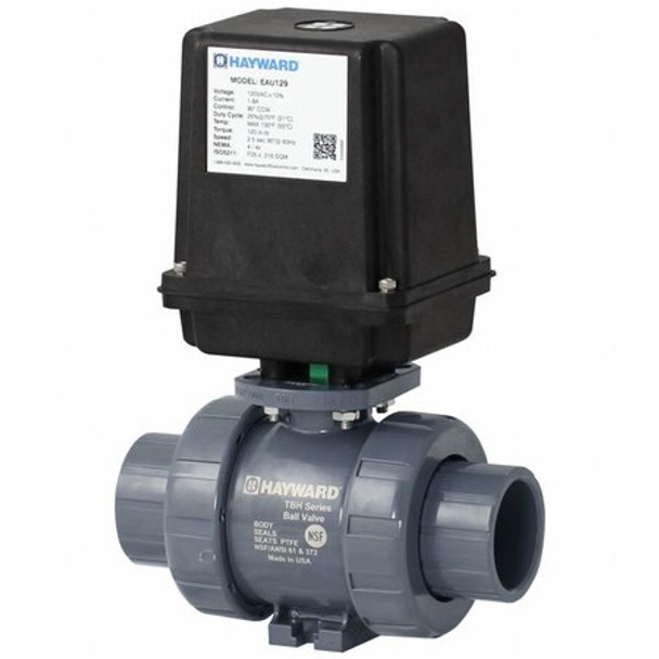 Hayward Flow Control Actuated Ball Valve,Tube Size 2",PTFE EAUTBH120STE