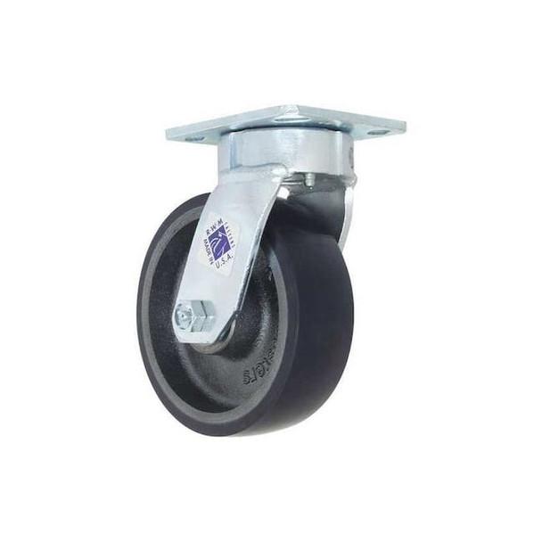 Rwm Plate Caster,Swivel,Polyurethane,7 1/2"H 65-UIR-0620-S-42ST-ICWB