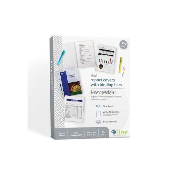 C-Line Products Report Cover,Binding Bar,Clear,PK50 32557