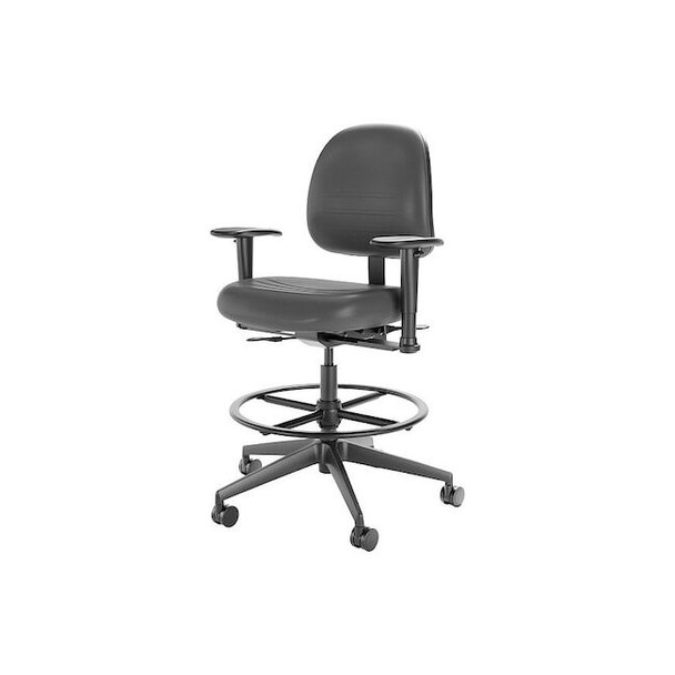 Polyurethane Task Chair, 22-3/4" to 33-1/4", Adjustable Arms, Wood