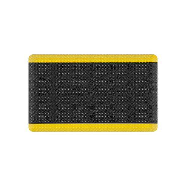 Antifatigue Mat, 3 ft L x 5 ft W, 15/16 in Thickness, Vinyl, Black/Yellow