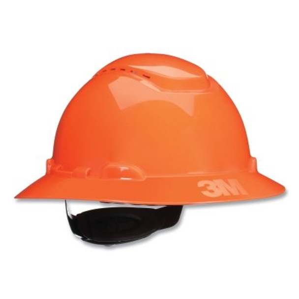 SecureFit™ Pressure Diffusion Ratchet Suspension w/UVicator Hard Hats and Caps, Full Brim, Vented, Orange